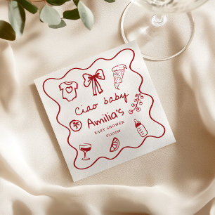 Ciao Baby Italian Pizza Doodle Baby Shower Napkins
