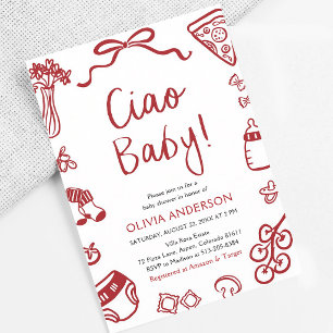 Ciao Baby Italian Pizza Whimsical Shower Invitation