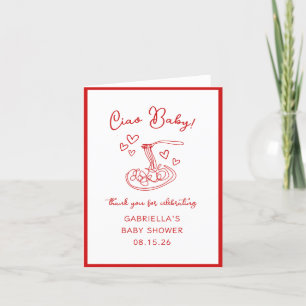 Ciao Baby! Italian Red Pasta Baby Shower Thank You Card