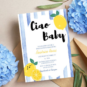 Ciao Baby Italian Whimsical Lemon Baby Shower Invitation