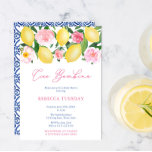 Ciao Baby Italy Inspired Girl Baby Shower Party Invitation<br><div class="desc">Ciao Bambina! A Baby Girl is on the way! Celebrate with this pretty and fashionable invitations featuring vibrant watercolor lemons and glossy green leaves with pretty pink watercolor roses and peonies,  complemented by cobalt blue and white tile reverse.

(For wording other than "Ciao Bambina",  please email me).</div>