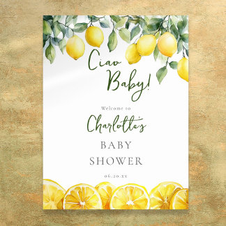 Ciao Baby Lemon Citrus Baby Shower Welcome Sign