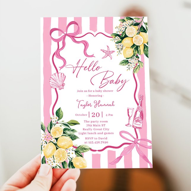 Ciao Baby Lemon Italian Amalfi Girls Baby Shower Invitation (Creator Uploaded)