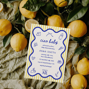 Ciao Baby Lemon Italian Hand Drawn Baby Shower Invitation