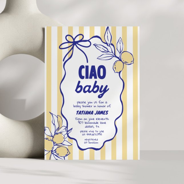 CIAO BABY Lemon Mediterranean Amalfi Baby Shower  Invitation (Creator Uploaded)