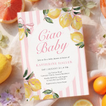 Ciao Baby Lemon Pink Baby Shower Invitation
