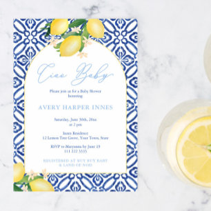 Ciao Baby Lemons Baby Shower Party For Boy Invitation