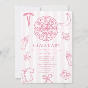 Ciao Baby Pink Pizza Girl Baby Shower Invitation
