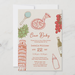 Ciao Baby Pizza Italian Baby Shower Invitation