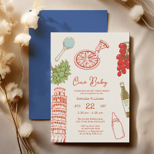 Ciao Baby Pizza Line Art Italian Shower Invitation