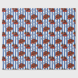 Ciao baby tomato blue Italian baby shower Wrapping Paper