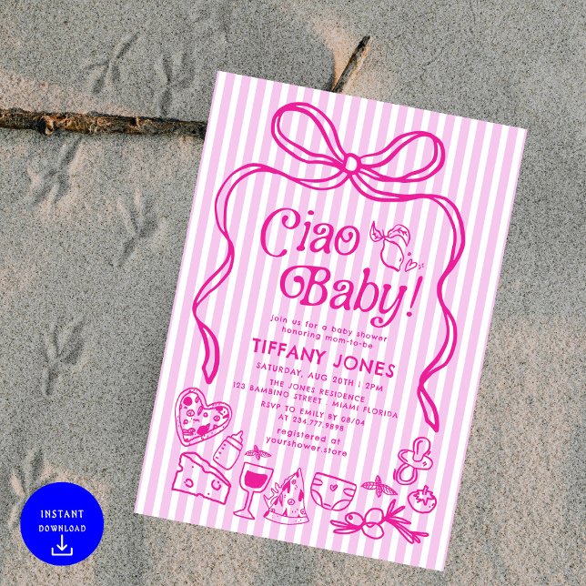 Ciao Baby Whimsical Italian Lemons Baby Shower Invitation (Creator Uploaded)