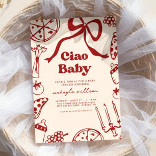 Ciao Baby Whimsical Italian Pizza Baby Shower Invitation