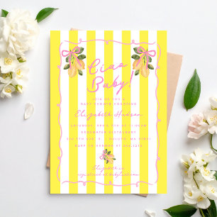 Ciao Baby Yellow Stripe Lemon Baby Shower Invitation