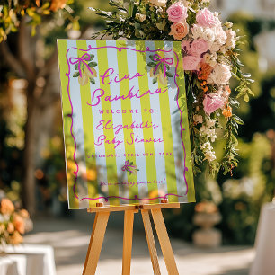 Ciao Bambina Yellow Lemon Baby Shower Welcome Acrylic Sign