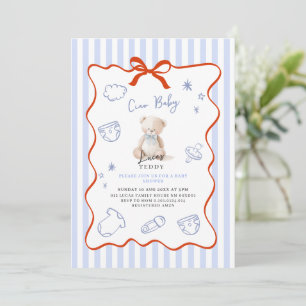 Ciao bambino blue baby shower invitation