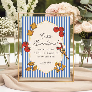 Ciao Bambino Blue Italian Pasta Baby Shower Sign