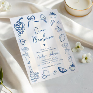 Ciao Bambino Fun Italian Hand Drawn Bridal Shower Invitation