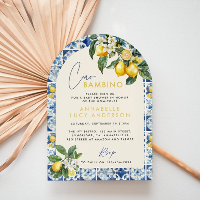 Ciao Bambino greek lemon baby shower Invitation (Creator Uploaded)
