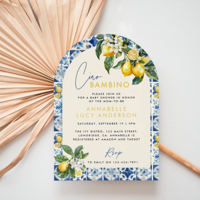 Ciao Bambino greek lemon baby shower Invitation (Creator Uploaded)