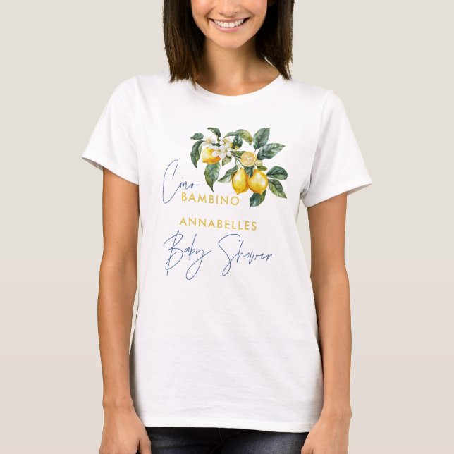 Ciao Bambino greek lemon baby shower T-Shirt (Front)