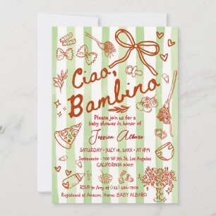 Ciao Bambino Green Baby Shower Invitation