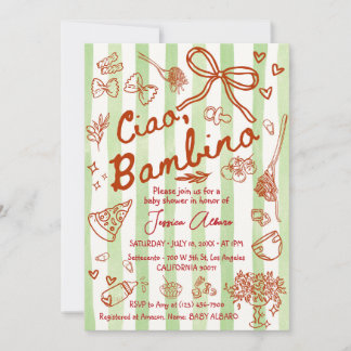 Ciao Bambino Green Baby Shower Invitation