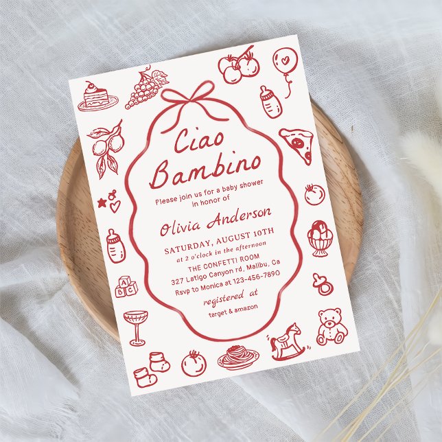 Ciao Bambino Hand Drawn Italian Lemon Baby Shower Invitation (Creator Uploaded)