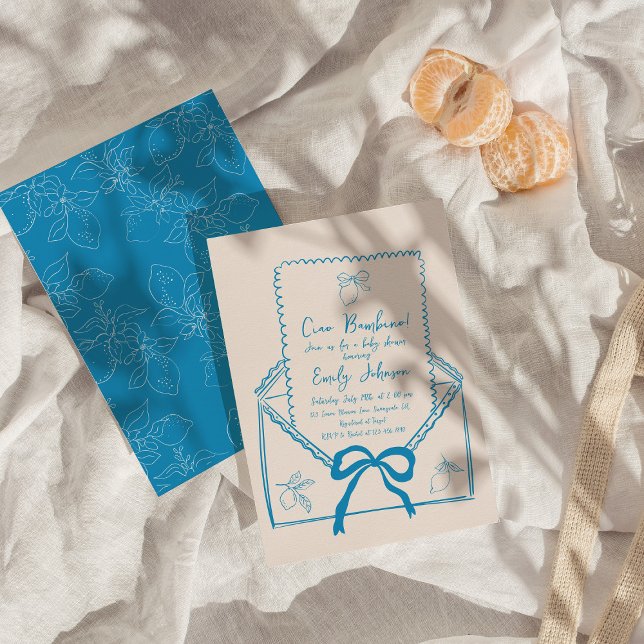 Ciao Bambino Hand Drawn Lemon Baby Shower Invitation (Creator Uploaded)