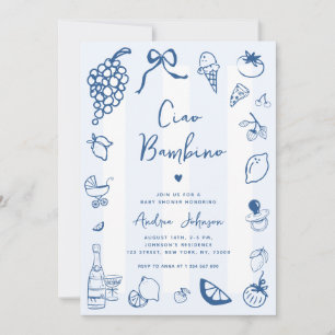 Ciao Bambino Italian Fun Hand Drawn Baby Shower Invitation