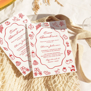 Ciao Bambino Italian Illustrated Baby Shower Invitation