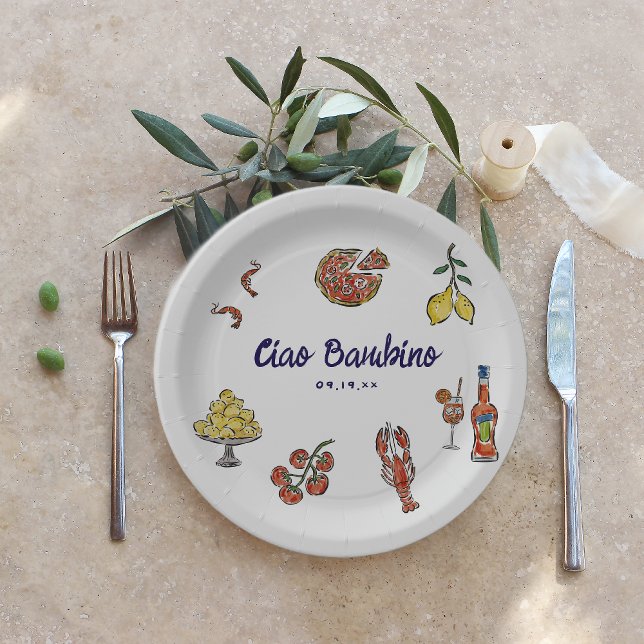Ciao Bambino Italian Mediterranean Baby Shower Paper Plate (Creator Uploaded)