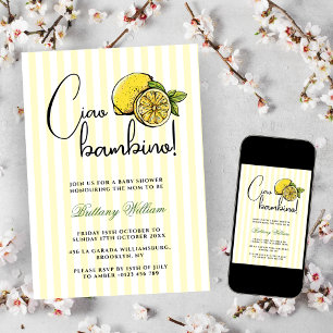 Ciao Bambino Lemon Italian Summer Baby Shower Invitation