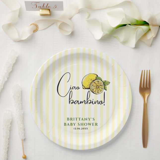 Ciao Bambino Lemon Italian Summer Baby Shower Paper Plate (Wedding)