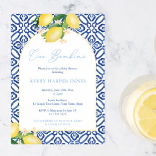 Ciao Bambino Lemons Arch Boy Baby Shower Party Invitation
