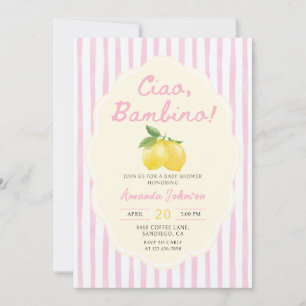 Ciao Bambino Pink Lemon Baby Shower Invitation