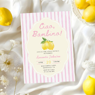 Ciao Bambino Pink Lemon Baby Shower Invitation