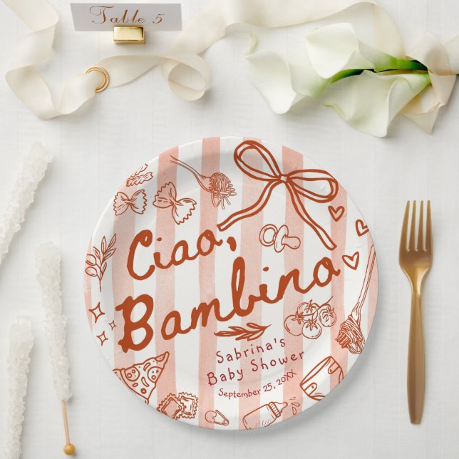 Ciao Bambino Red  Paper Plate (Wedding)