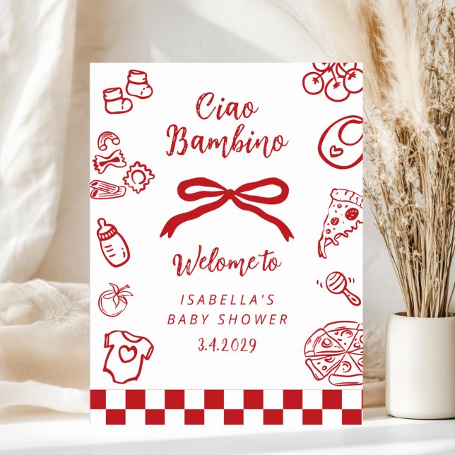 Ciao Bambino Whimsical Pizza Baby Shower Welcome Poster (Creator Uploaded)