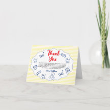 Ciao bambino yellow baby shower thank you card