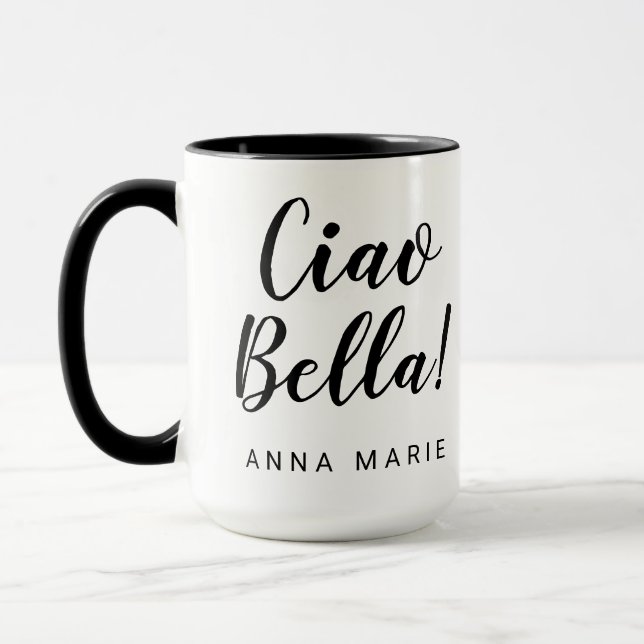 Ciao Bella Black Script Italian Mug (Left)