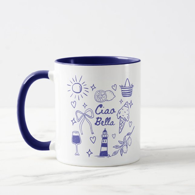 Ciao Bella Blue Coquette Bow Italian Summer Mug (Left)