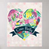Ciao Bella Cute Floral Heart on Pink Circles