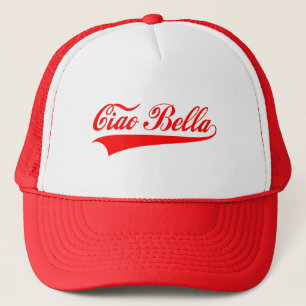 ciao bella, Italian greeting, word art text design Trucker Hat