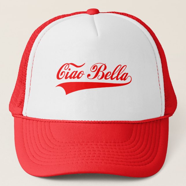 ciao bella, Italian greeting, word art text design Trucker Hat (Front)