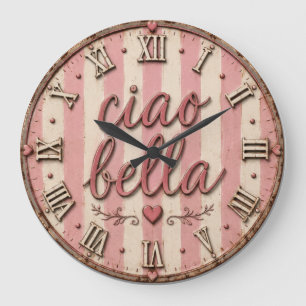 Ciao Bella Italian Kitchen Rustic Farmhouse Large Clock