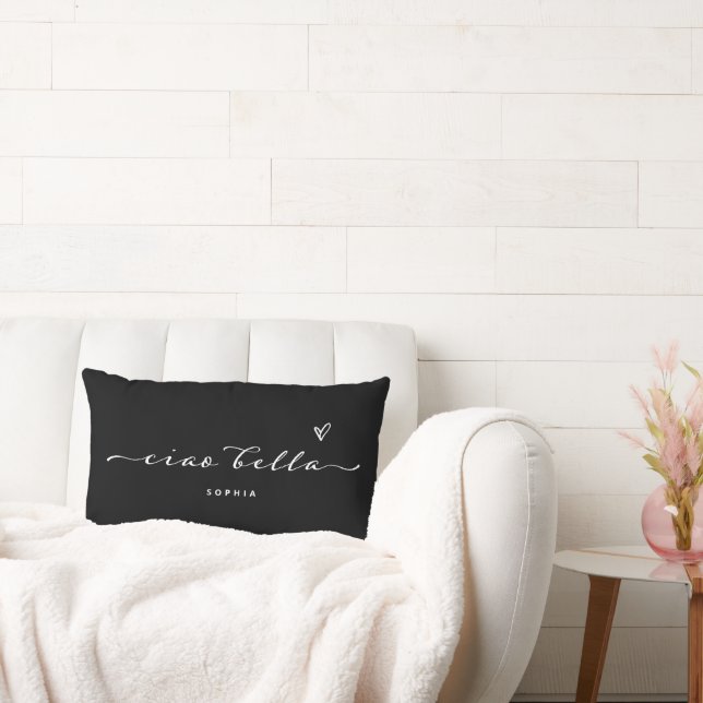 Ciao Bella | Italian Modern Script with Heart Lumbar Cushion (Couch)