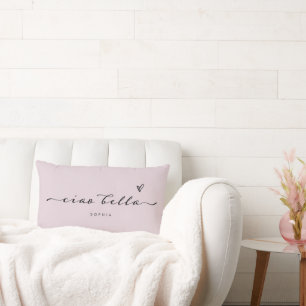 Ciao Bella Italian Modern Script with Heart Lumbar Cushion