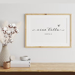 Ciao Bella | Italian Modern Script with Heart Poster<br><div class="desc">Hello,  beautiful! This black and white Italian language poster will add stylish chic to any of your rooms. Modern,  elegant black script typography appears with a hand-drawn heart,  for a poster that will always remind you of Italy or anywhere your travels take you!</div>