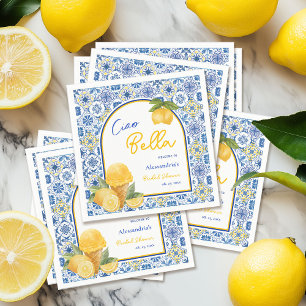 Ciao Bella Italian Tile Lemon Gelato Bridal Shower Napkin